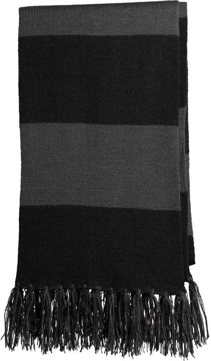 Sport-Tek STA02 Spectator Scarf - Black Iron Gray - Black Dark Gray / One Size Fits Most