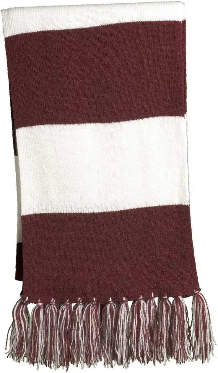 Sport-Tek STA02 Spectator Scarf - Maroon White - Maroon White / One Size Fits Most