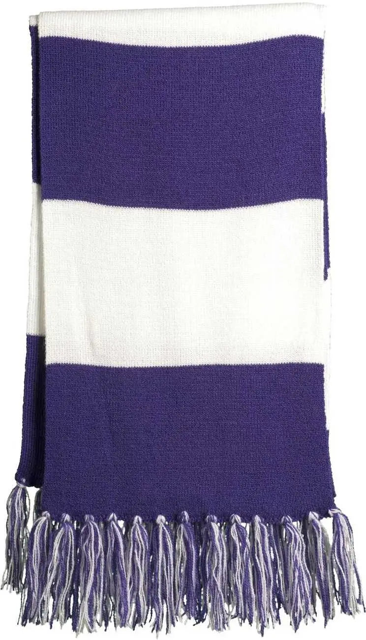 Sport-Tek STA02 Spectator Scarf - Purple White - Purple White / One Size Fits Most