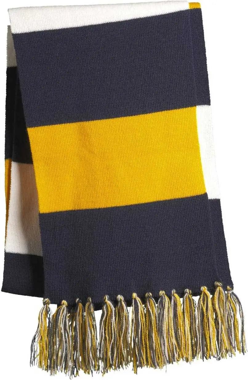 Sport-Tek STA02 Spectator Scarf - True Navy Gold White - Navy Gold / One Size Fits Most