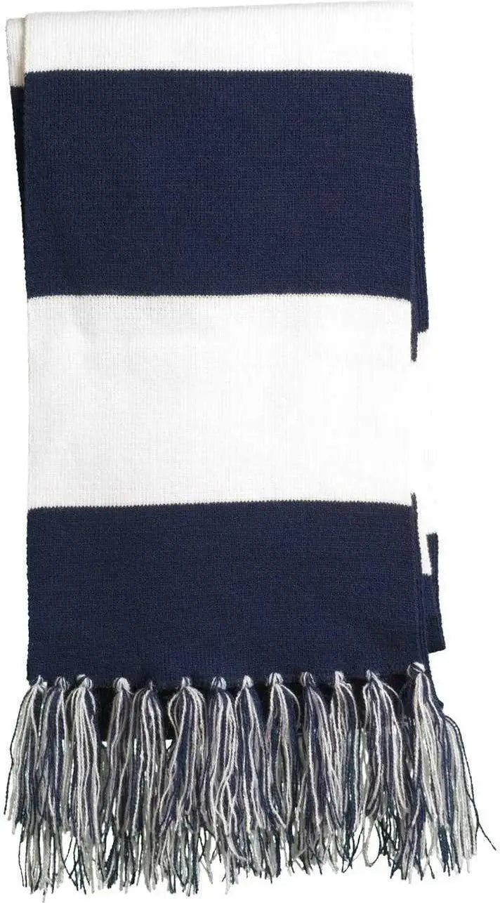Sport-Tek STA02 Spectator Scarf - True Navy White - Navy White / One Size Fits Most