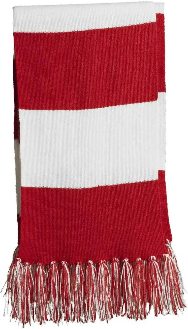 Sport-Tek STA02 Spectator Scarf - True Red White - Red White / One Size Fits Most