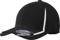 Sport-Tek STC16 Flexfit Performance Colorblock Cap - Black White - Black White / 6 5/8’’ - 7 1/8’’