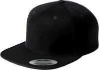 Sport-Tek STC19 Yupoong Flat Bill Snapback Cap - Black - Black / 6 5/8’’ - 7 1/8’’