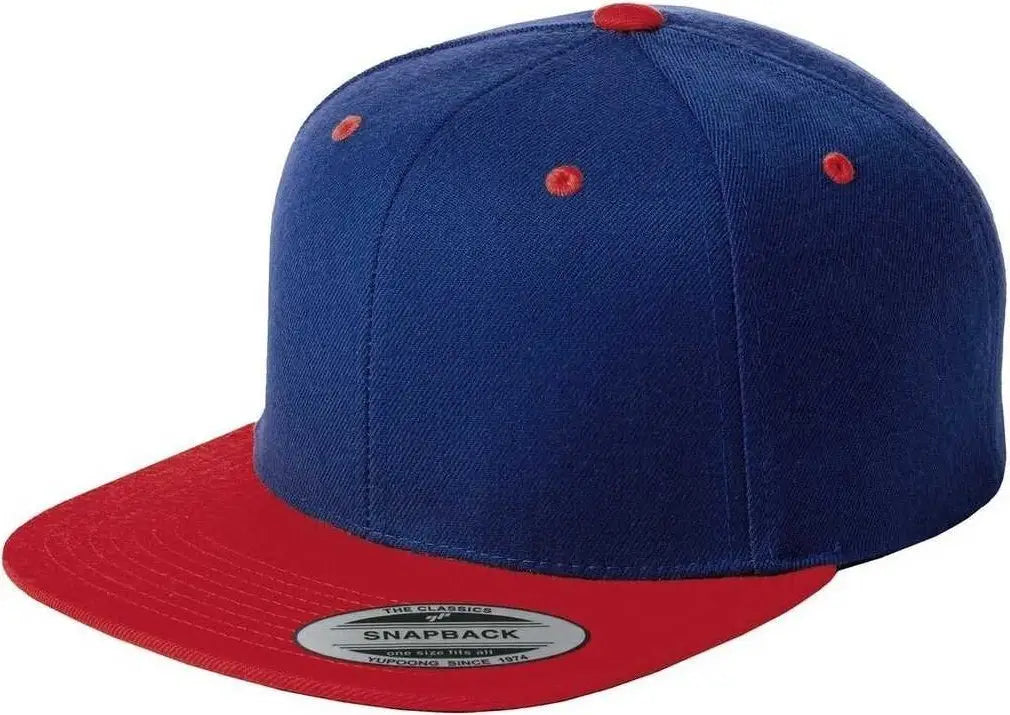 Sport-Tek STC19 Yupoong Flat Bill Snapback Cap - True Royal True Red - Royal Red / One Size Fits Most