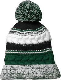 Sport-Tek STC21 Pom Pom Team Beanie - Forest Green Black White - Forest Black / One Size Fits Most