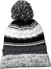 Sport-Tek STC21 Pom Pom Team Beanie - Iron Gray Black White - Dark Gray Black / One Size Fits Most
