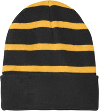 Sport-Tek STC31 Striped Beanie with Solid Band - Black Gold - Black Gold / One Size Fits Most