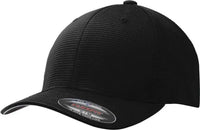 Sport-Tek STC33 Flexfit Grid Texture Cap - Black - Black / 6 3/4’’ - 7 1/4’’