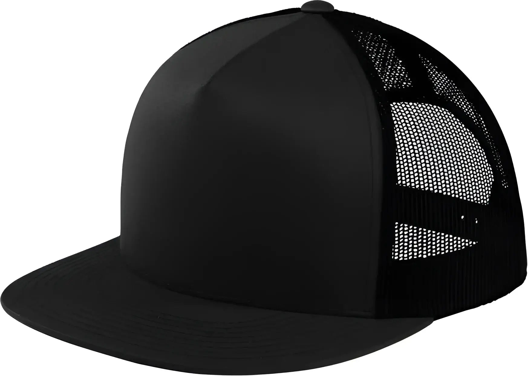 Sport-Tek STC38 Yupoong 5-Panel Classic Trucker Mesh Back Cap - Black Black - Black / One Size Fits Most