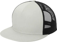 Sport-Tek STC38 Yupoong 5-Panel Classic Trucker Mesh Back Cap - Silver/Blk - Silver/Blk / OSFA