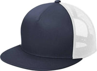 Sport-Tek STC38 Yupoong 5-Panel Classic Trucker Mesh Back Cap - True Navy/ White - True Navy/ White / OSFA