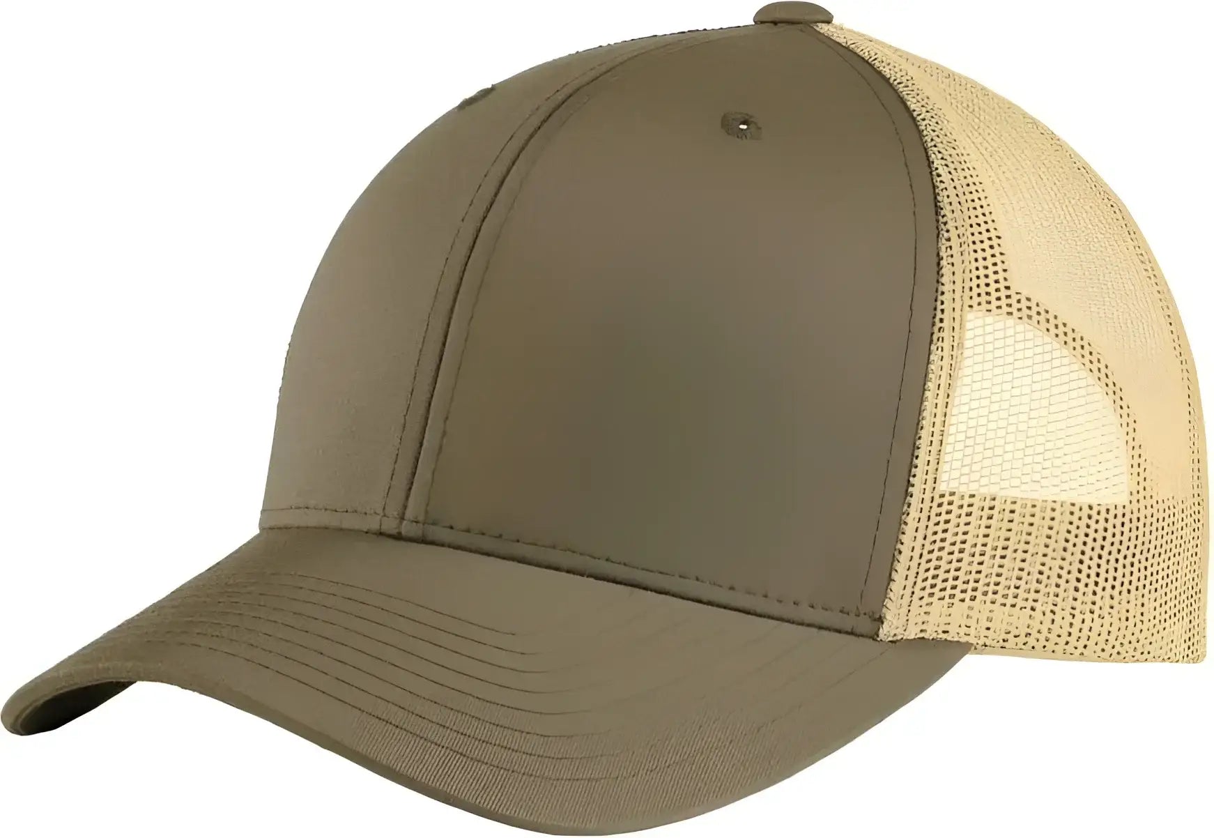 Sport-Tek STC39 Yupoong Retro Trucker Cap - Chocolate Brown Khaki - Brown Khaki / One Size Fits Most