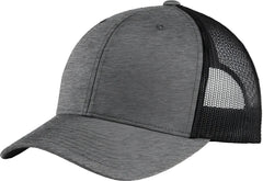 Sport-Tek STC39 Yupoong Retro Trucker Cap - Heather Grey Black - Gray Black / Adult OSFM