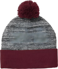Sport-Tek STC41 Heather Pom Pom Beanie STC41Maroon Gray Heather - Blue / 7 1/8’’ - 7 5/8’’