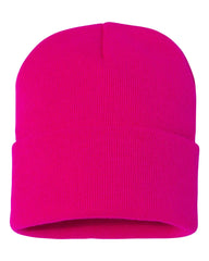 Sportsman SP12 12’’ Solid Cuffed Beanie - Neon Fuchsia - Fuchsia / One Size Fits Most