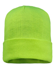 Sportsman SP12FL 12’’ Fleece Lined Cuffed Beanie - Safety Yellow - Safety Yellow / One Size Fits Most