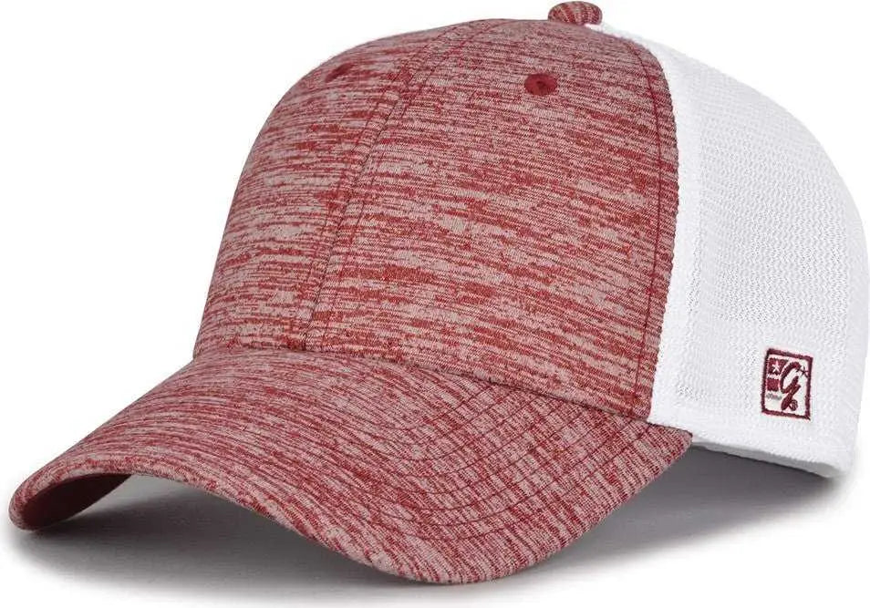The Game GB444 Athletic Heather and Diamond Mesh Cap - Cardinal - Cardinal / 6 3/4’’ - 7 1/4’’