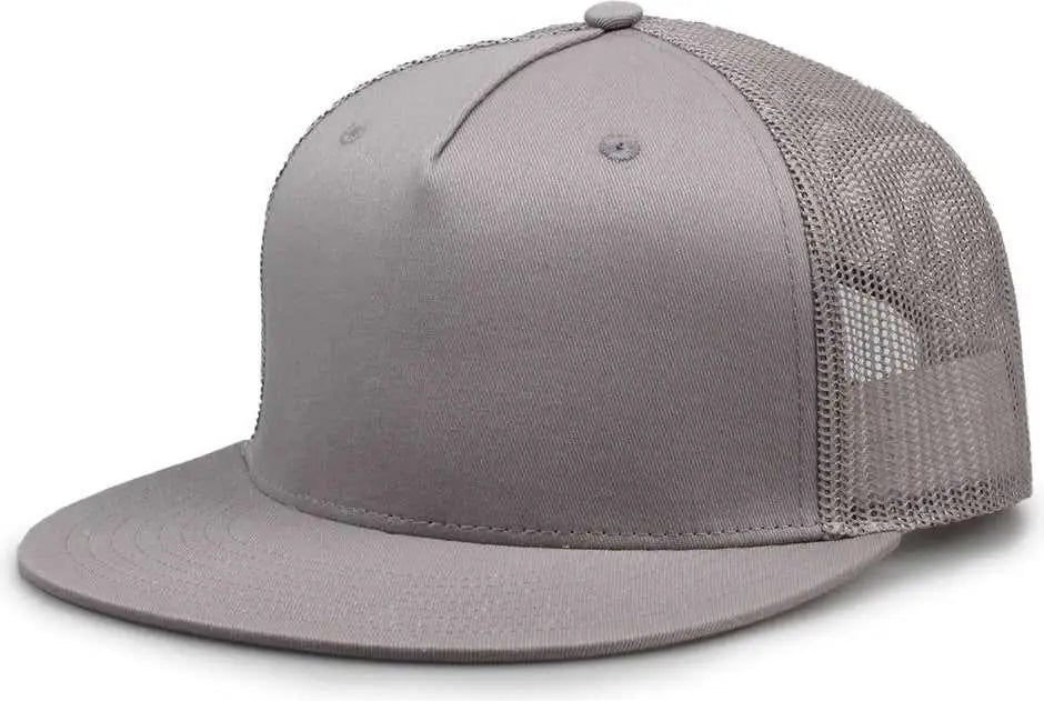 The Game GB452F Five Panel Everyday Trucker Cap - Light Gray - Gray / OSFM