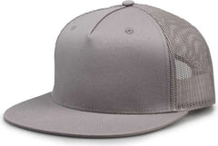 The Game GB452F Five Panel Everyday Trucker Cap - Light Gray - Gray / OSFM