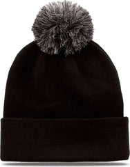The Game GB461 Roll Up Beanie with Pom - Black - Black / One Size Fits Most