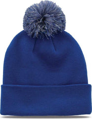 The Game GB461 Roll Up Beanie with Pom - LA Blue - Blue / One Size Fits Most