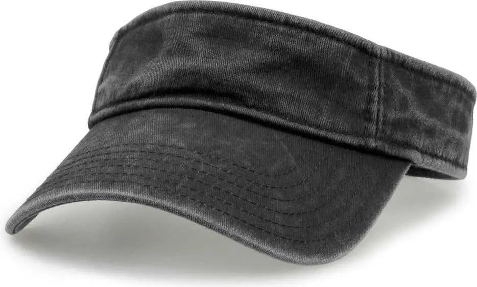 The Game GB466 Pigment Dyed Twill Visor - Black - Black / One Size Fits Most