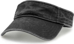The Game GB466 Pigment Dyed Twill Visor - Black - Black / One Size Fits Most