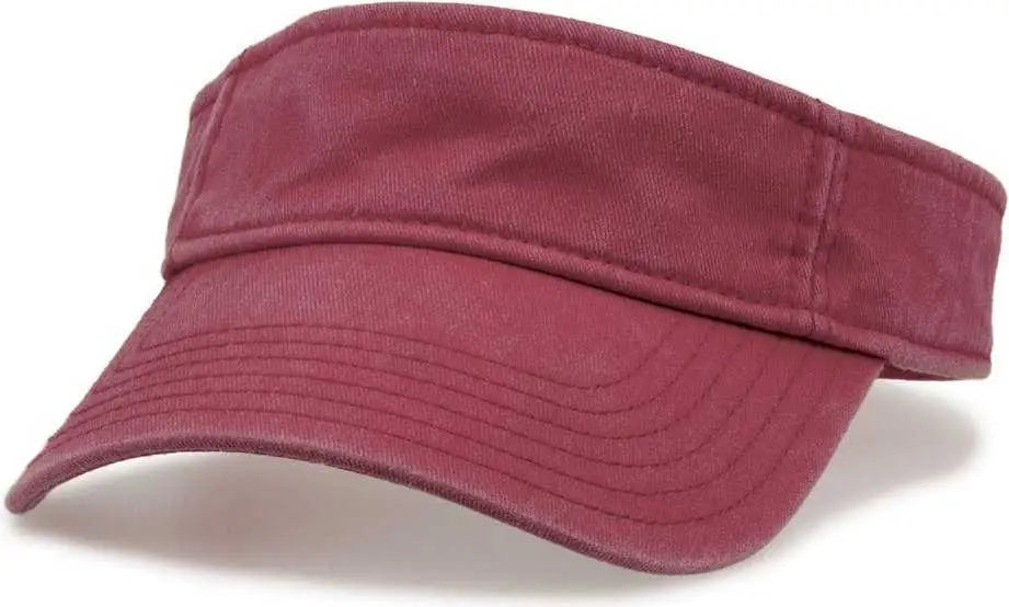 The Game GB466 Pigment Dyed Twill Visor - Dark Maroon - Maroon Sand / One Size Fits Most