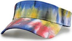 The Game GB471 Relaxed Tie Dye and Trucker Mesh Visor - Black Rainbow - Multi-Colored / One Size Fits Most