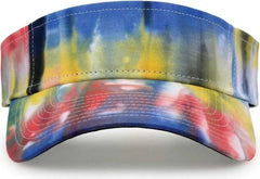 The Game GB471 Relaxed Tie Dye and Trucker Mesh Visor - Black Rainbow - Multi-Colored / One Size Fits Most