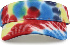 The Game GB471 Relaxed Tie Dye and Trucker Mesh Visor - Rainbow - Multi Colored / One Size Fits Most