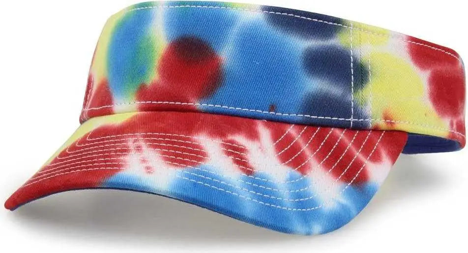 The Game GB471 Relaxed Tie Dye and Trucker Mesh Visor - Rainbow - Multi Colored / One Size Fits Most