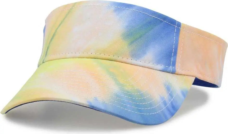 The Game GB471 Relaxed Tie Dye and Trucker Mesh Visor - Sunrise Tie Dye - Yellow / One Size Fits Most