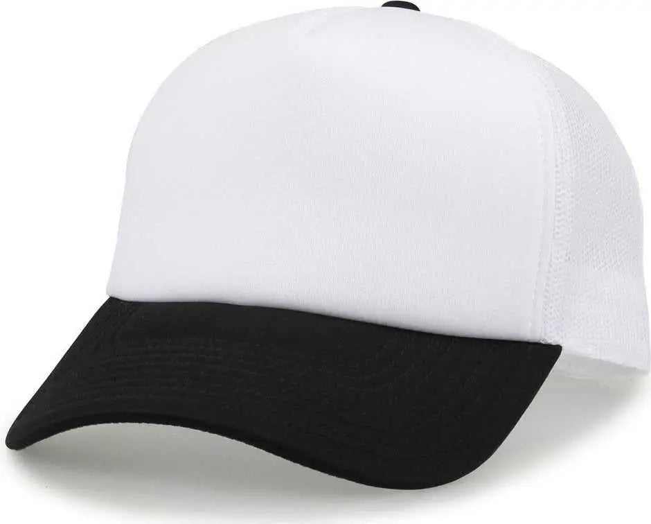 The Game GB473 Foam Front Trucker Cap - White Black - White Black / One Size Fits Most