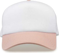 The Game GB473 Foam Front Trucker Cap - White Cameo - White Pink / One Size Fits Most