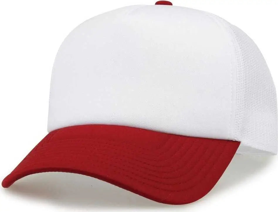 The Game GB473 Foam Front Trucker Cap - White Cardinal - White Cardinal / One Size Fits Most