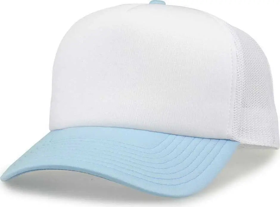 The Game GB473 Foam Front Trucker Cap - White Columbia Blue - White Columbia Blue / One Size Fits Most