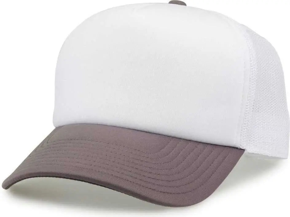 The Game GB473 Foam Front Trucker Cap - White Grey - White Gray / One Size Fits Most
