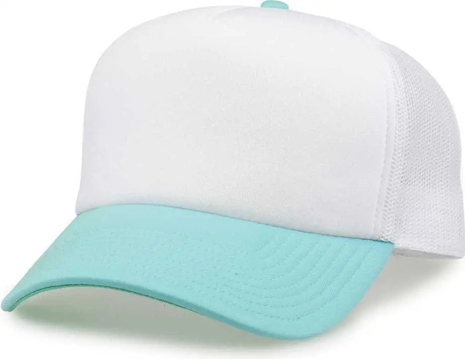 The Game GB473 Foam Front Trucker Cap - White Gumdrop - White Mint / One Size Fits Most