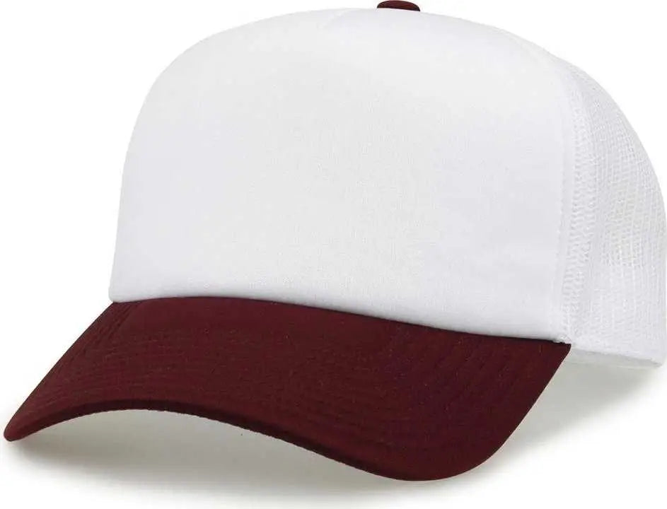 The Game GB473 Foam Front Trucker Cap - White Maroon - White Maroon / One Size Fits Most