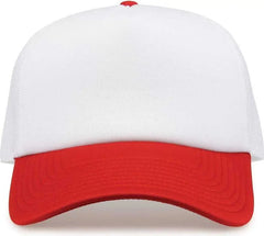 The Game GB473 Foam Front Trucker Cap - White Red - White Red / One Size Fits Most
