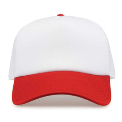 The Game GB473 Foam Front Trucker Cap - White Red - White Red / One Size Fits Most