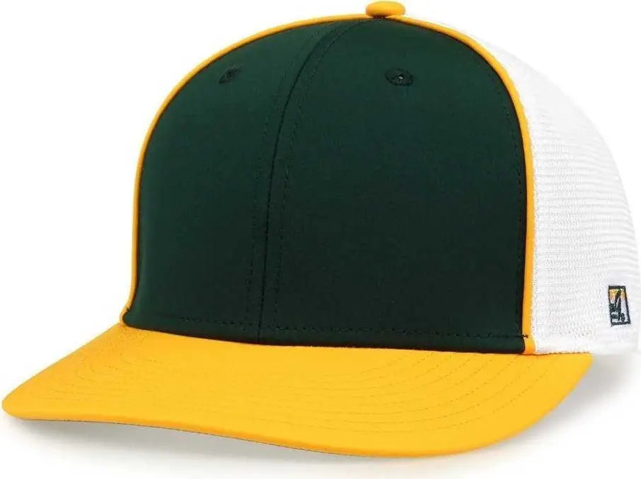 The Game GB483P On-Field GameChanger with Piping & Diamond Mesh Cap - Dark Green Gold - Forest Gold / 6 1/2’’ - 6 3/4’’