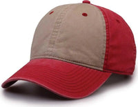 The Game GB516 Twill Color Block Cap - Khaki Redwood - Khaki Cardinal / 6 7/8’’ - 7 5/8’’