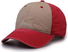 The Game GB516 Twill Color Block Cap - Khaki Redwood - Khaki Cardinal / 6 7/8’’ - 7 5/8’’