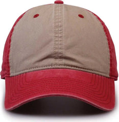 The Game GB516 Twill Color Block Cap - Khaki Redwood - Khaki Cardinal / 6 7/8’’ - 7 5/8’’
