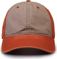 The Game GB516 Twill Color Block Cap - Khaki Tangy Tangerine - Khaki Burnt Orange / 6 7/8’’ - 7 5/8’’