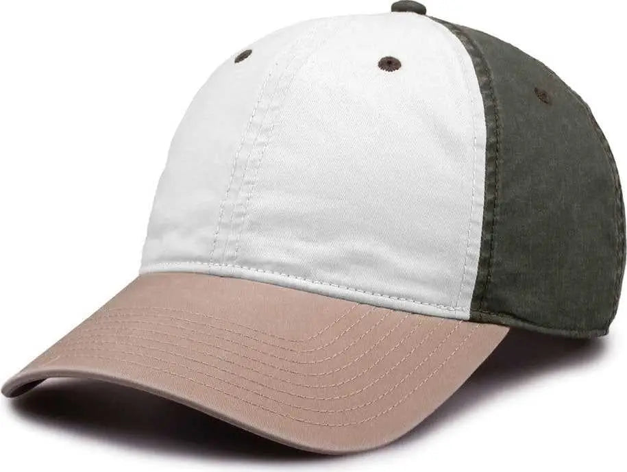 The Game GB516 Twill Color Block Cap - White Olive Atmosphere - White Olive Atmosphere / 6 7/8’’ - 7 5/8’’
