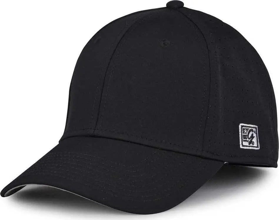 The Game GB904 Precurved Perforated Gamechanger Cap - Black - Black / 6 1/2’’ - 6 3/4’’